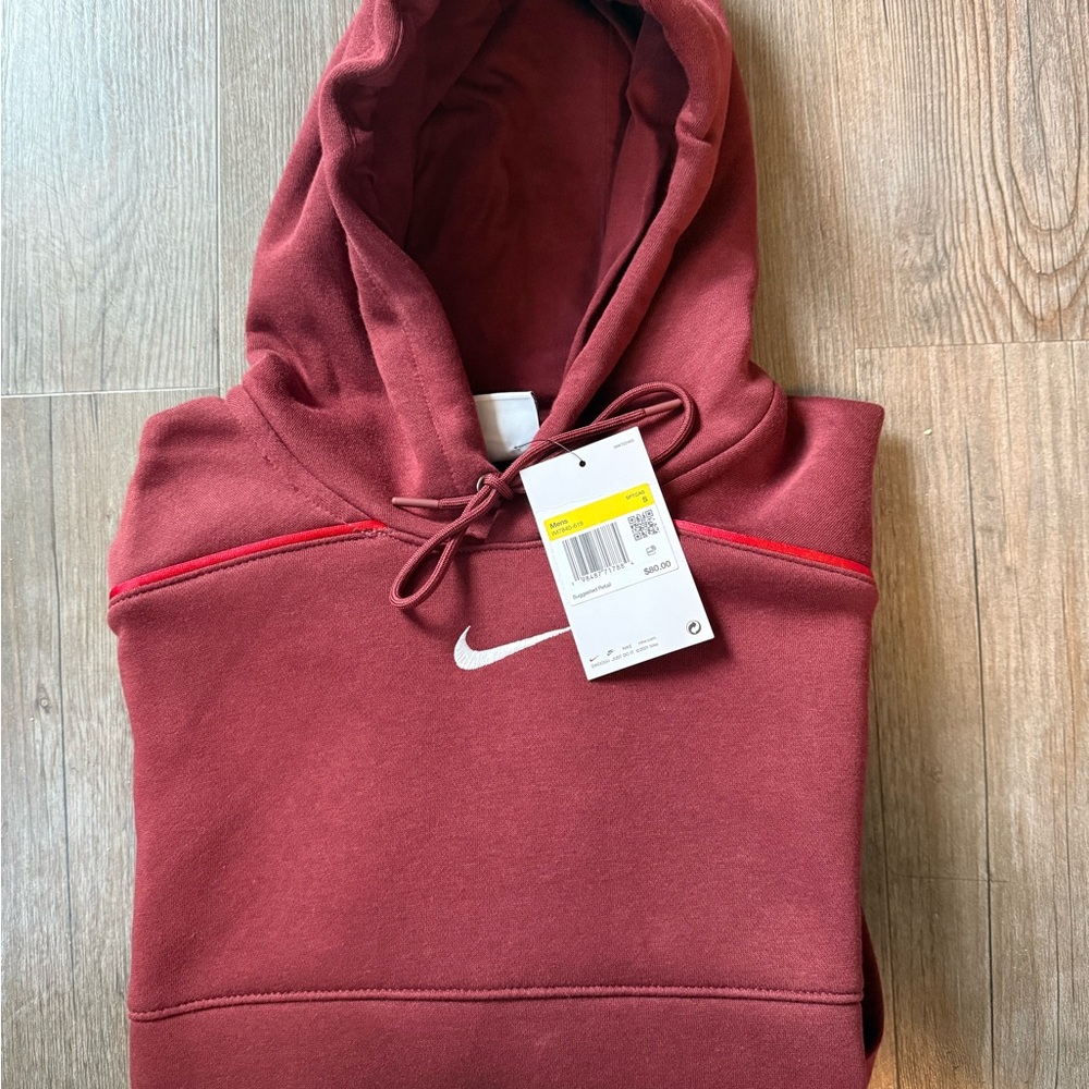 Nike Burgundy Hoodie with White Swoosh
